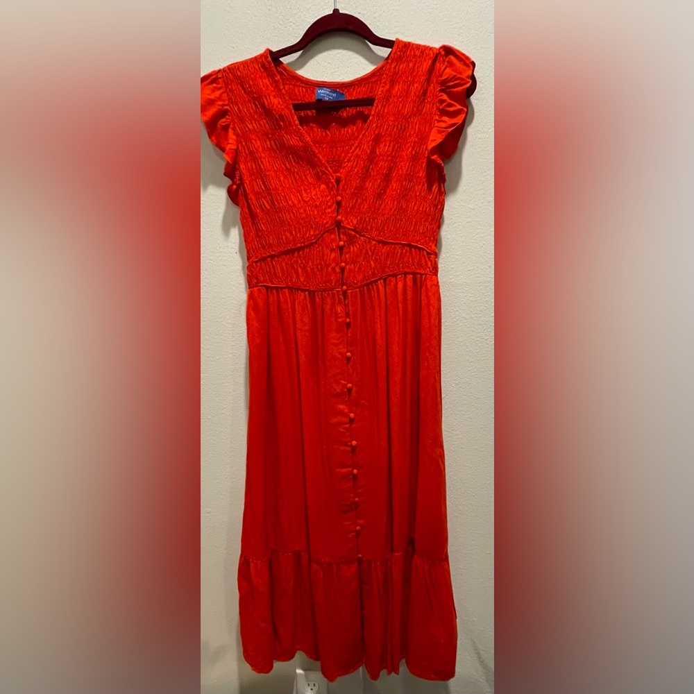 Vibrant Red Button-Down Dress